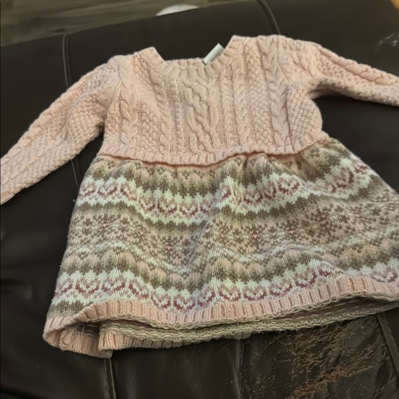 Cream and Pink Knit Sweater with Classic Patterns - Picture 1 of 1